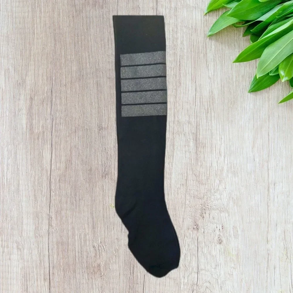 Zubii Footed Tights Set Of 2 Girls Size 12 Black With Gray Striped